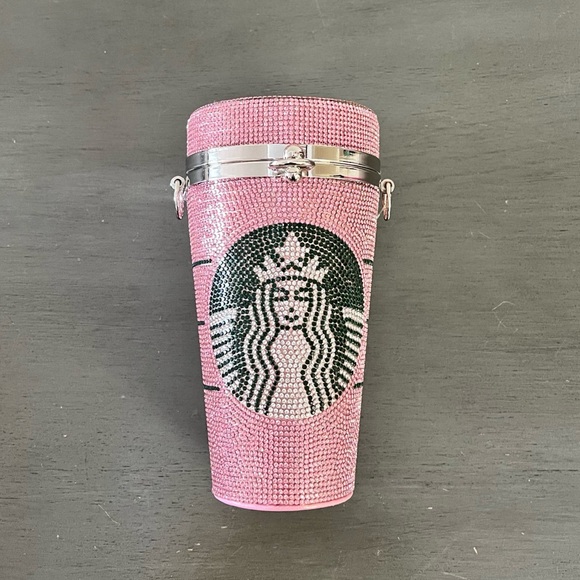 Starbucks Mermaid Rose Gold Aurora Borealis Rhinestone Coffee Cup Clutch Purse - Picture 11 of 13